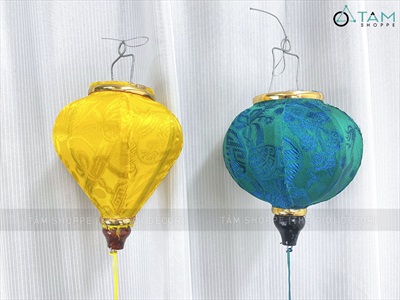 Lồng đèn vải Hội An nhiều màu nhiều cỡ [Cao cấp - Vải gấm lụa] D10-20cm LDEN-VAI-08